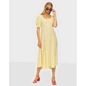 FAITHFULL THE BRAND Linnie Floral Midi Dress in Yellow S(US4) $189 Boho Cottage